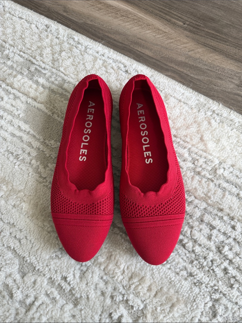 AEROSOLES Red Knit Slip-On Ballet Flats